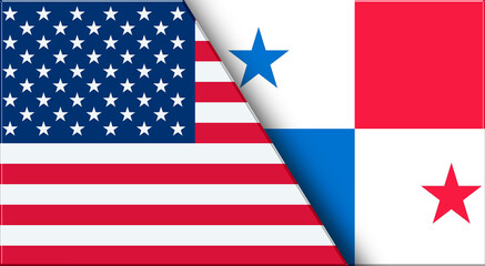 Fototapeta premium Flags of USA and Panama. United States and Panamanian flags on Fabric