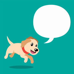 Vector cartoon character labrador retriever dog with speech bubble for design.