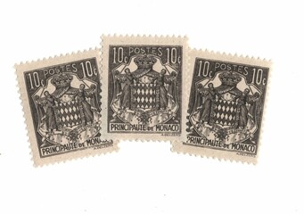 Vintage postage stamps from Monaco.