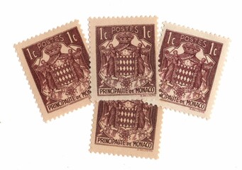 Vintage postage stamps from Monaco.