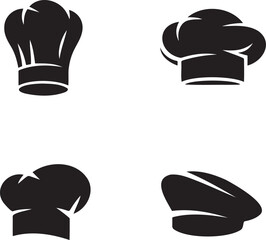 Chef Hats silhouette set vector illustration isolated On Transparent Background
