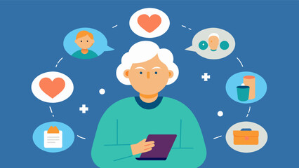 The therapy session highlighted the importance of staying socially active and connecting with others in maintaining overall brain health. The elderly person learned about local. Vector illustration