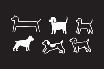 Dog breed illustrations vector art black and white minimalist pet design set silhouette