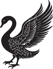 Black and white vector illustration of an eagle silhouette, a powerful symbol of wild nature with outstretched wings