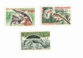 Fototapeta premium Vintage postage stamps from The Republic of Niger