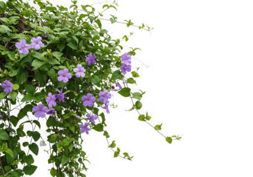 Purple thunbergia erecta flowers vine isolated on transparent background