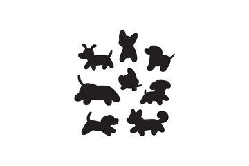 Cute dog silhouette vector illustration collection 