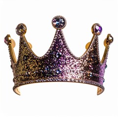 Gold And Purple Gemstone Crown With Glitter
