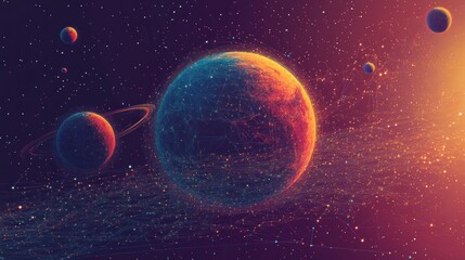 Obraz premium Cosmic Planet Network