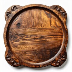 Dark Brown Wooden Tray with Carved Detail