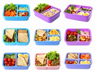 Colorful Lunchboxes with Healthy Meals for Kids
