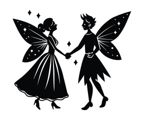 Dancing cartoon fairy princess illustration, a vector design of a beautiful fantasy woman in a flowing dress © sumanavact