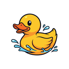 Cartoon rubber duckling swimming in water