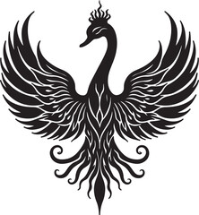 Black and white vector illustration of a flying eagle, perfect for a tattoo design or animal symbol