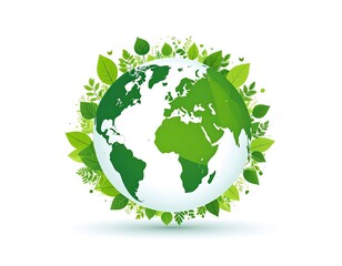 Green Earth surrounded by leaves