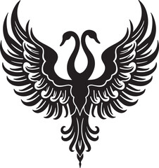 Tribal eagle wing tattoo design vector illustration with symbolic heraldic feather elements
