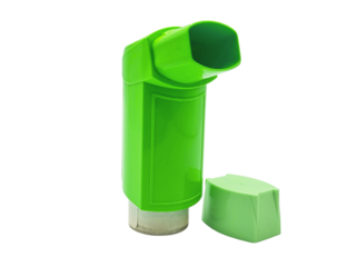 Green inhaler with it's cap open
