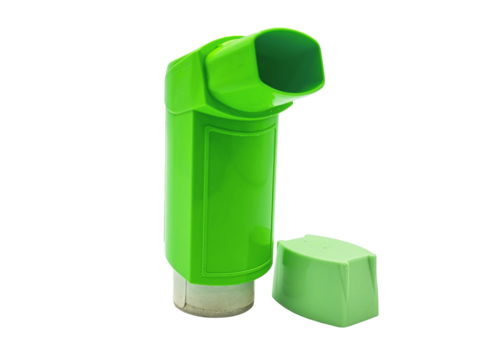 Green inhaler with it's cap open