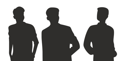 Silhouettes of men in vector, flat style. People in vector.