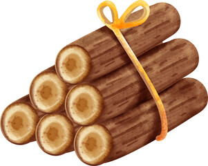 watercolor wooden log clip art