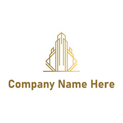  Gold real estate logo with a high-rise and house outline