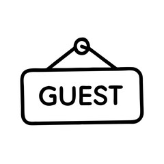 Guest sign board outline icon, isolated on white background