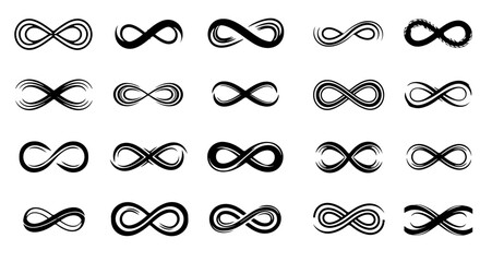 Diverse Infinity Symbol Collection: Hand-drawn Style Icons for Design Projects