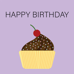 Happy birthday card with cupcake illustration card, poster template editable file.