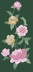 Vintage vine floral composition vector embroidery embellishment layout
