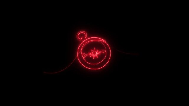 Abstract glowing traveller compass. Old navigate and adventure symbol in simple linear style. Business strategy and adventure concept in editable stroke.