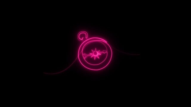 Abstract glowing traveller compass. Old navigate and adventure symbol in simple linear style. Business strategy and adventure concept in editable stroke.