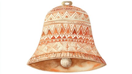 Boho Christmas Bell Clipart Tribal Patterned Ornament