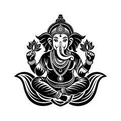 ganeshji vector art silhouette