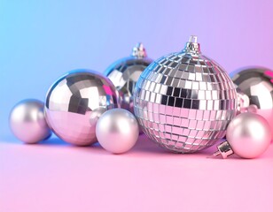 Festive Christmas balls in pastel colors