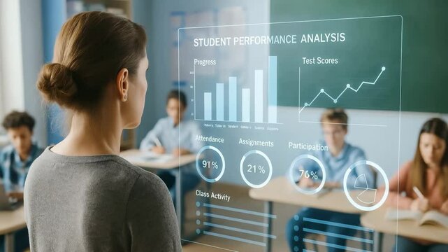 AI Dashboard Tracks Student Performance in Real-Time with Smart Analytics in Modern Classroom