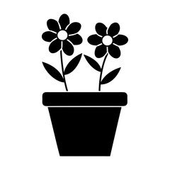 garden plant in pot vector icon pictogram vector art silhouette
