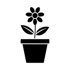 garden plant in pot vector icon pictogram vector art silhouette