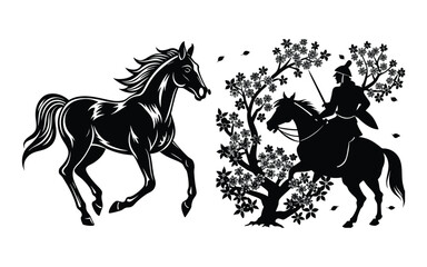 Two Horse Riders Side by Side  Adventure Silhouette Vector

