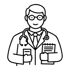 Professional Doctor, Physician, Healthcare Provider, Medical Professional, Clinic Doctor,  Medical Expert, Health Consultant,  Medical Illustration, Line Art Doctor