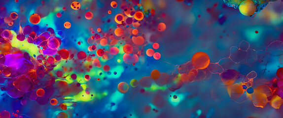 Vibrant Abstract Colorful Background with Multicolored Spheres and Fluid Shapes