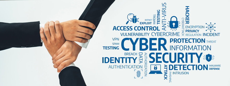 Two business professionals engage in a strategic discussion on enhancing cybersecurity measures, focusing on protection, detection, and information security in a collaborative environment. Amity - Powered by Adobe