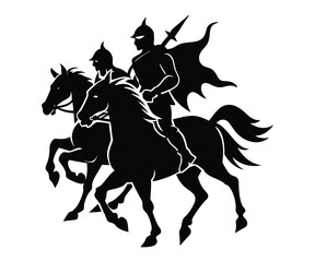 Naklejka premium Rearing Horse with Rider Wild Power Silhouette Vector