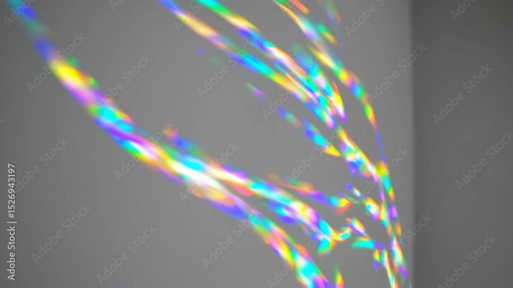 Wall mural dreamy holographic rainbow light refraction texture overlay with abstract soft bokeh effect on a whi