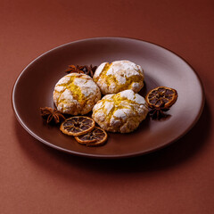 Crinkle biscuits lemon or banana, healthy vegan food. Lemon biscuits