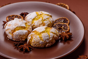 Crinkle biscuits lemon or banana, healthy vegan food. Lemon biscuits