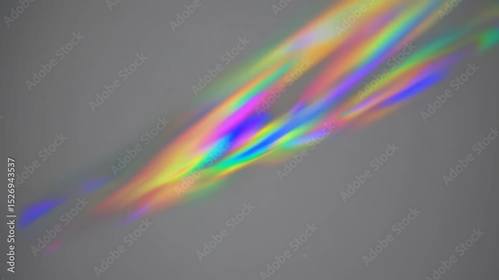 Wall mural dreamy holographic rainbow light refraction texture overlay with abstract soft bokeh effect on a whi