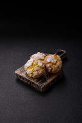 Crinkle biscuits lemon or banana, healthy vegan food. Lemon biscuits