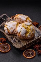Crinkle biscuits lemon or banana, healthy vegan food. Lemon biscuits