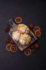 Crinkle biscuits lemon or banana, healthy vegan food. Lemon biscuits