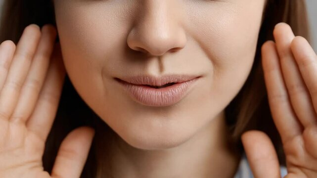 A close-up captures a woman's radiant smile, expressing joy and happiness in her face.